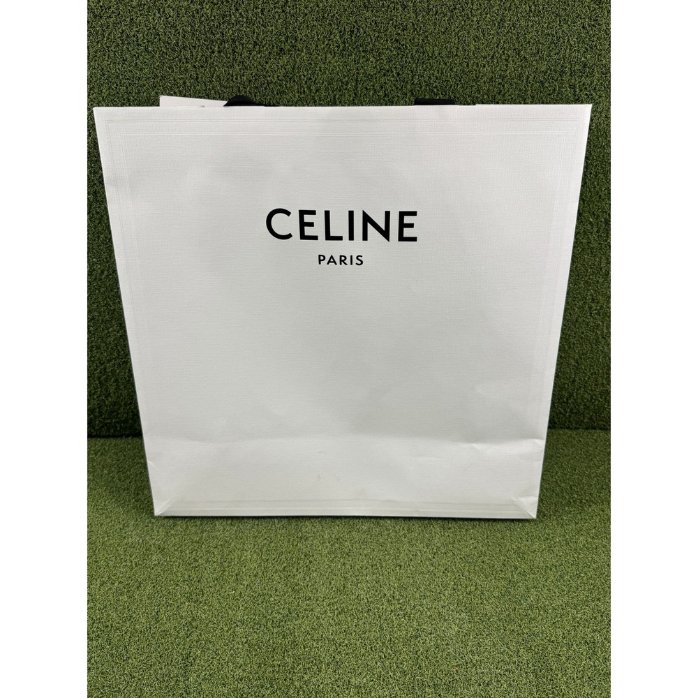 CELINE Paris Large White Shopping Tote Bag 16'x16'x7' Black Handles Store Ba - Picture 2 of 8